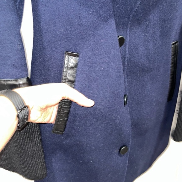 MACKAGE pea coat jacket navy blue black wool blend medium knit collar designer - Picture 7 of 13